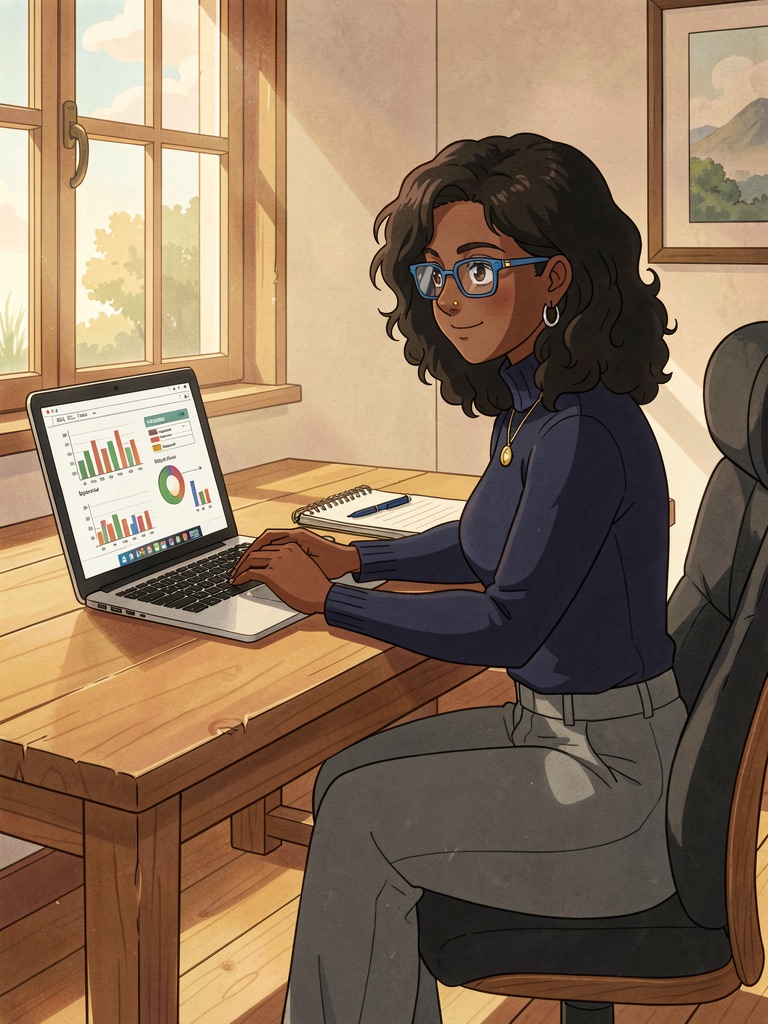 Priya Chandrasekaran, The Analyst, monitoring signals at her desk